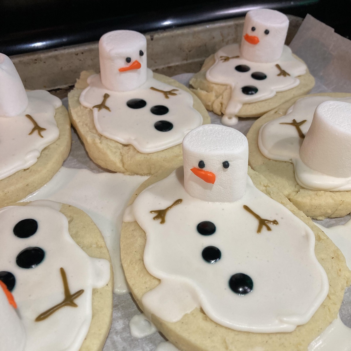 First Attempt Ever At Royal Icing And Flooding. Not Perfect, So I Think The Melted Snowman Cookies Were The Right Choice For A First Project. They're Authentic Looking
