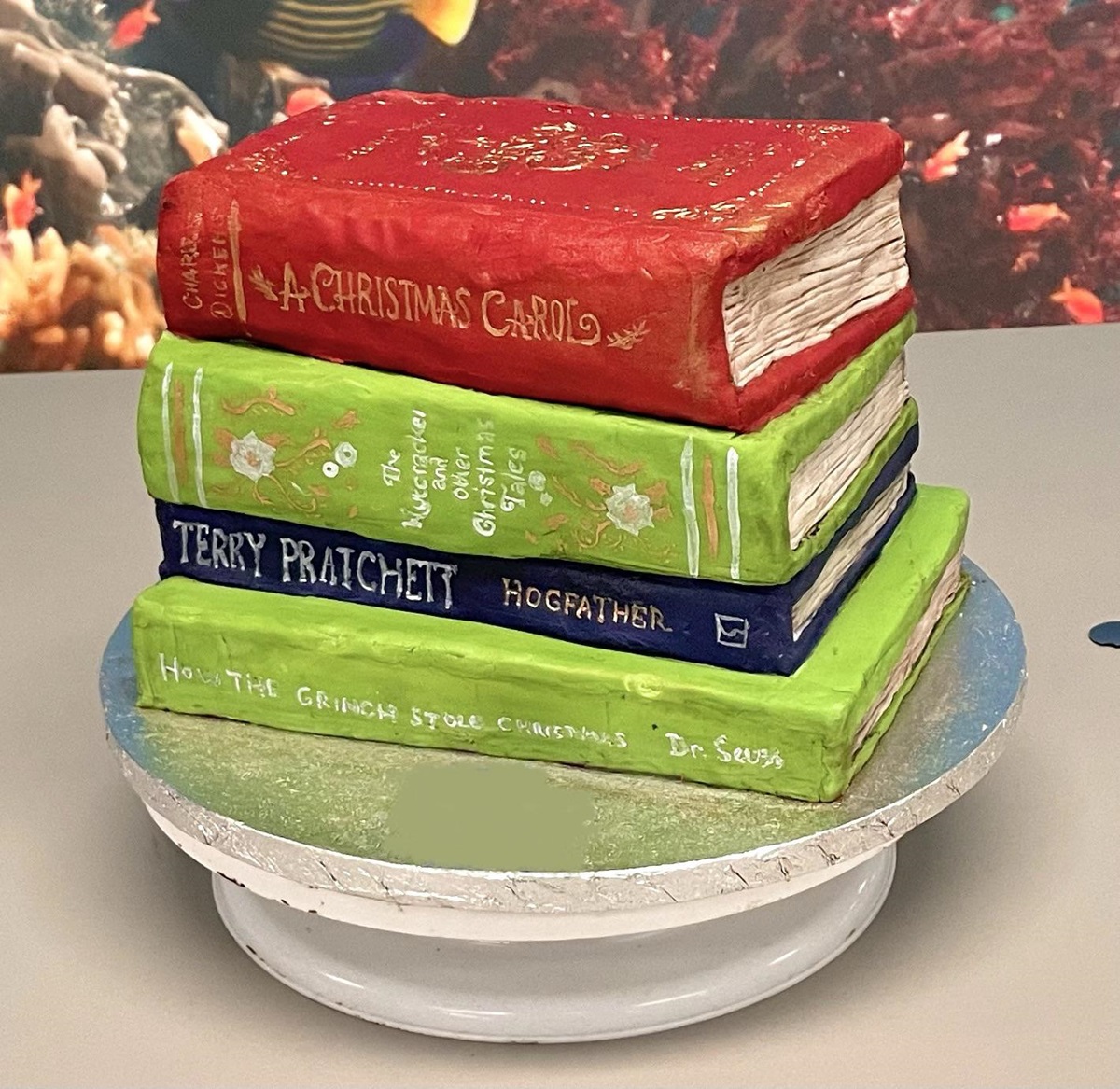 I Baked This Book Stack Chocolate Christmas Cake. It Is 100% Edible.