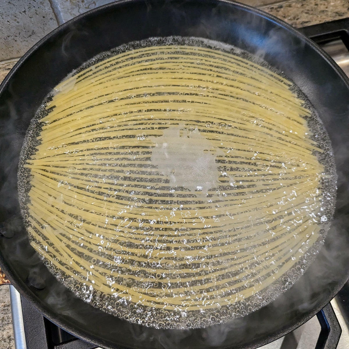 The Spaghetti Arranging Itself In My Pan
